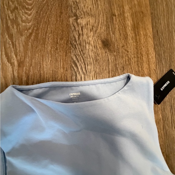 Express Light Blue Ribbed Tank Top - Picture 2 of 5